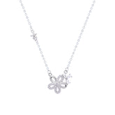 Asfour Crystal Chain Necklace With Decorative Floer Pendant In 925 Sterling Silver-ND0417